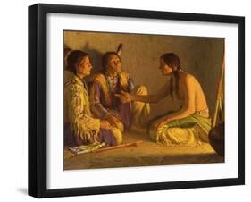 Recounting the Story-Joseph Henry Sharp-Framed Art Print