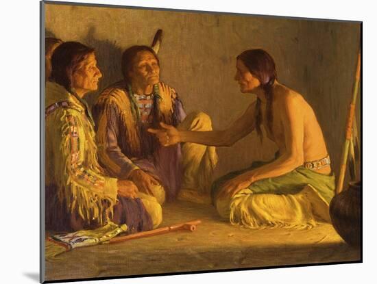 Recounting the Story-Joseph Henry Sharp-Mounted Art Print