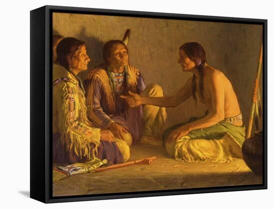 Recounting the Story-Joseph Henry Sharp-Framed Stretched Canvas