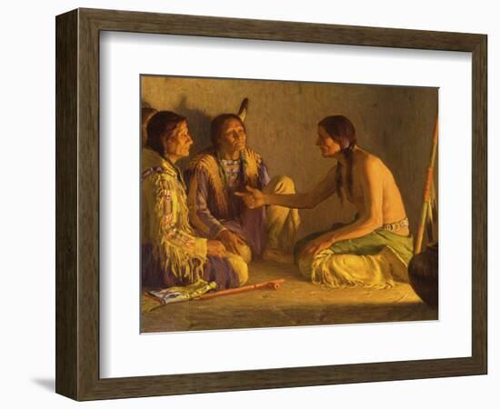 Recounting the Story-Joseph Henry Sharp-Framed Art Print