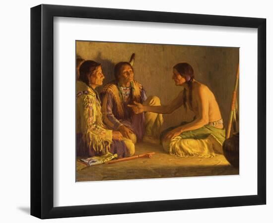 Recounting the Story-Joseph Henry Sharp-Framed Art Print