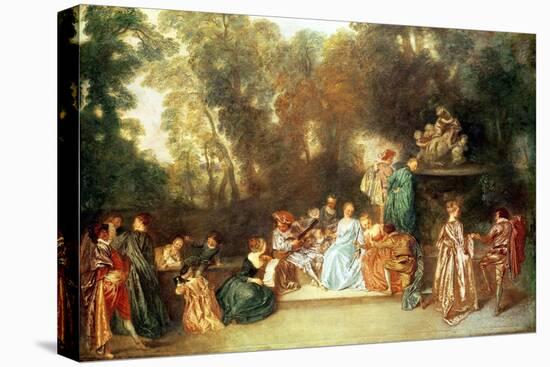 Recreation Galante, 1717-18-Jean Antoine Watteau-Stretched Canvas