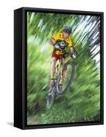 Recreational Mountain Biker Riding on the Trails-null-Framed Stretched Canvas