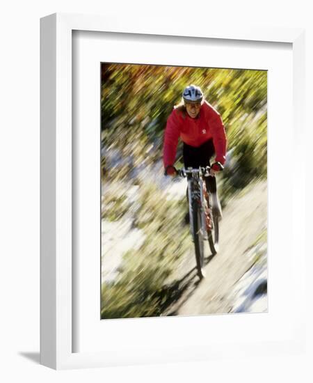 Recreational Mountain Biker Riding on the Trails-null-Framed Photographic Print