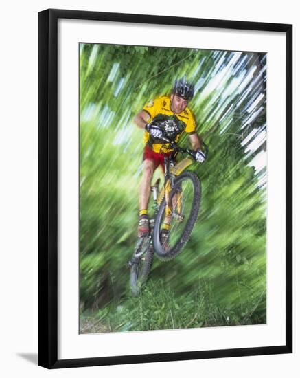 Recreational Mountain Biker Riding on the Trails-null-Framed Photographic Print