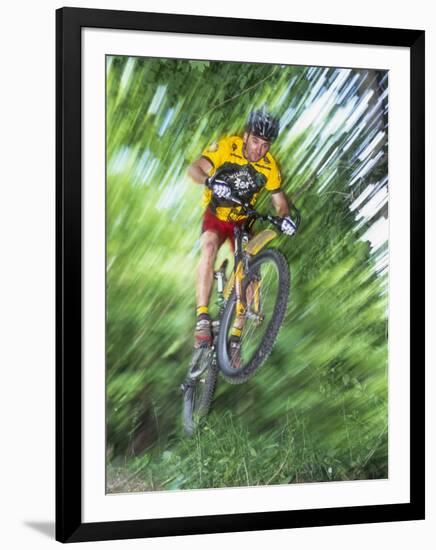 Recreational Mountain Biker Riding on the Trails-null-Framed Photographic Print