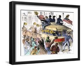 Recruiting for the Union Army's Bucktail Regiment in Philadelphia, American Civil War-null-Framed Giclee Print