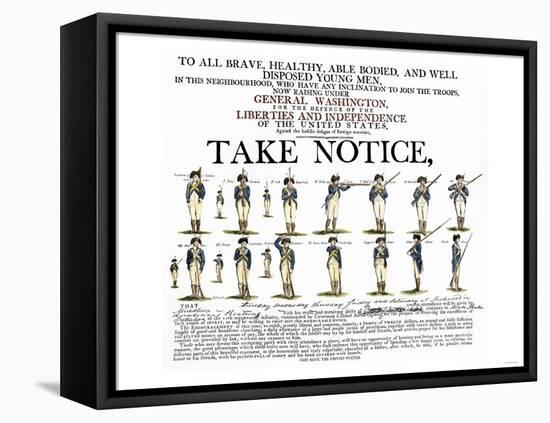 Recruitment Poster for Continental Soldiers to Serve in the American Revolution-null-Framed Stretched Canvas