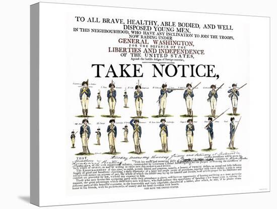 Recruitment Poster for Continental Soldiers to Serve in the American Revolution-null-Stretched Canvas