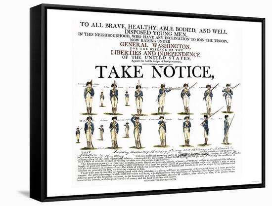 Recruitment Poster for Continental Soldiers to Serve in the American Revolution-null-Framed Stretched Canvas