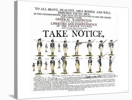 Recruitment Poster for Continental Soldiers to Serve in the American Revolution-null-Stretched Canvas