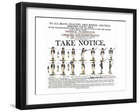 Recruitment Poster for Continental Soldiers to Serve in the American Revolution-null-Framed Giclee Print