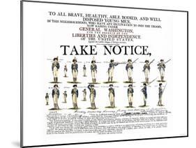 Recruitment Poster for Continental Soldiers to Serve in the American Revolution-null-Mounted Giclee Print