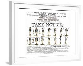 Recruitment Poster for Continental Soldiers to Serve in the American Revolution-null-Framed Giclee Print