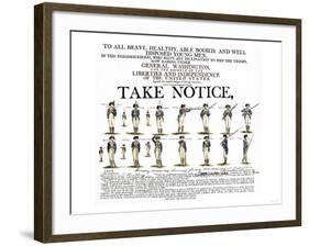 Recruitment Poster for Continental Soldiers to Serve in the American Revolution-null-Framed Giclee Print