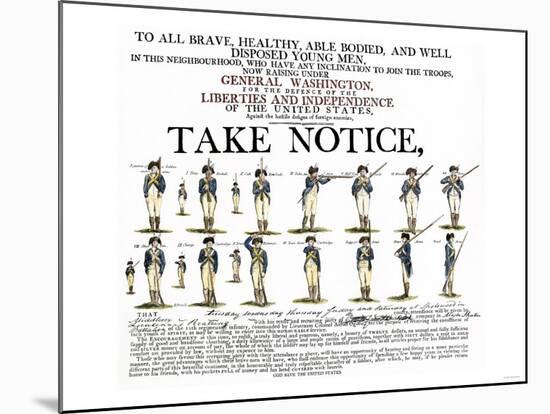 Recruitment Poster for Continental Soldiers to Serve in the American Revolution-null-Mounted Giclee Print