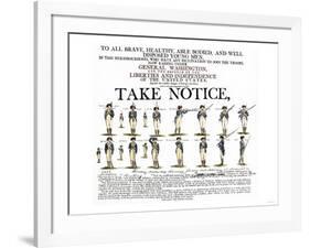 Recruitment Poster for Continental Soldiers to Serve in the American Revolution-null-Framed Giclee Print