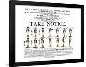 Recruitment Poster for Continental Soldiers to Serve in the American Revolution-null-Framed Giclee Print