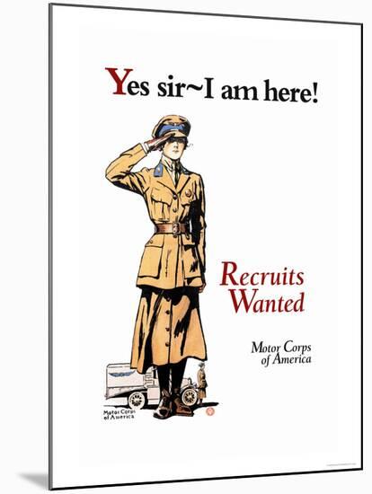 Recruits Wanted: Motor Corps of America-Edward Penfield-Mounted Art Print