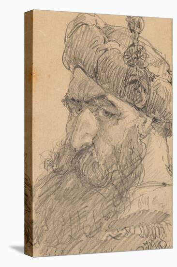 Recto: Head of a Bearded Man in a Hat, Praying, 1667 (Graphite on Paper)-Jan Matejko-Stretched Canvas