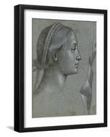 Recto: Head of a Woman with a Pennant Wound Round a Pole (Black Chalk with Brown Wash-Vittore Carpaccio-Framed Giclee Print