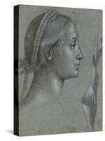 Recto: Head of a Woman with a Pennant Wound Round a Pole (Black Chalk with Brown Wash-Vittore Carpaccio-Stretched Canvas