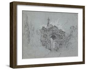 Recto: the Ruined Arch at Kew (Red, Black and White Chalk on Blue Paper)-Richard Wilson-Framed Giclee Print