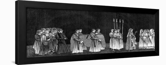 Rector of the University and a Procession of Monks of Saint-Victor's Abbey, 15th Century-Cottard-Framed Giclee Print