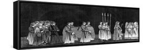 Rector of the University and a Procession of Monks of Saint-Victor's Abbey, 15th Century-Cottard-Framed Stretched Canvas