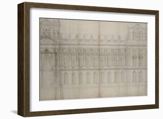 Recueil du Louvre (folio séparé): Elévation de la façade Est du Louvre avec-Louis Le Vau-Framed Giclee Print