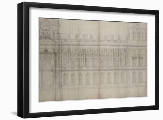 Recueil du Louvre (folio séparé): Elévation de la façade Est du Louvre avec-Louis Le Vau-Framed Giclee Print