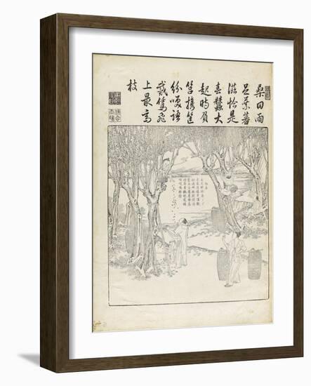 Recueil du Yuzhi gengzhitu "tableau du labourage et du tissage"-null-Framed Giclee Print