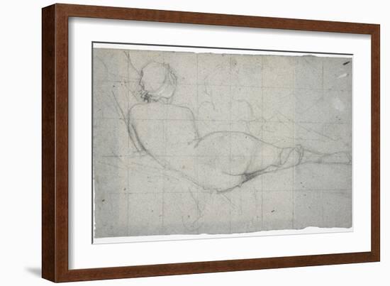 Recumbent Female Nude and Partial Study of a Second Female Figure, C. 1855-1860-Thomas Couture-Framed Giclee Print