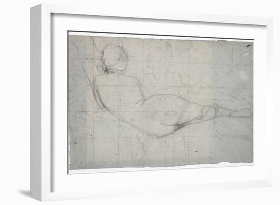 Recumbent Female Nude and Partial Study of a Second Female Figure, C. 1855-1860-Thomas Couture-Framed Giclee Print