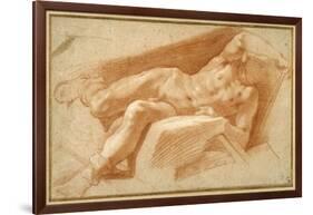 Recumbent Youth Posed Nude, Except for His Hose Pulled Down to His Ankles-Annibale Carracci-Framed Giclee Print