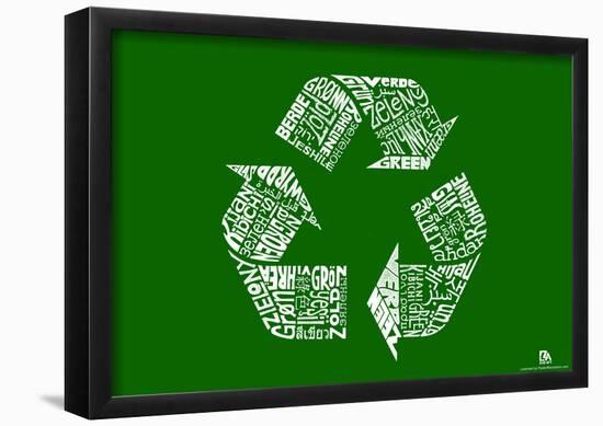 Recycle Green Languages Text Poster-null-Framed Poster