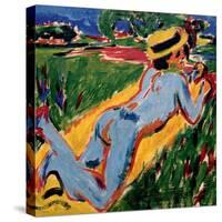 Recycling Blue Nude in a Straw Hat, 1909-Ernst Ludwig Kirchner-Stretched Canvas
