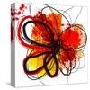 Red Abstract Brush Splash Flower I-Irena Orlov-Stretched Canvas