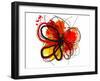 Red Abstract Brush Splash Flower I-Irena Orlov-Framed Art Print