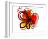 Red Abstract Brush Splash Flower I-Irena Orlov-Framed Art Print