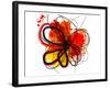 Red Abstract Brush Splash Flower I-Irena Orlov-Framed Art Print