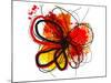 Red Abstract Brush Splash Flower I-Irena Orlov-Mounted Art Print