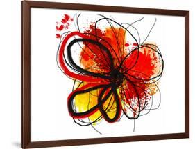 Red Abstract Brush Splash Flower I-Irena Orlov-Framed Art Print