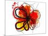 Red Abstract Brush Splash Flower I-Irena Orlov-Mounted Art Print