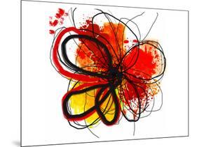 Red Abstract Brush Splash Flower I-Irena Orlov-Mounted Art Print