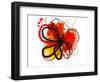 Red Abstract Brush Splash Flower I-Irena Orlov-Framed Art Print