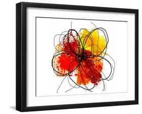 Red Abstract Brush Splash Flower II-Irena Orlov-Framed Premium Giclee Print