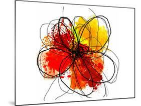 Red Abstract Brush Splash Flower II-Irena Orlov-Mounted Art Print