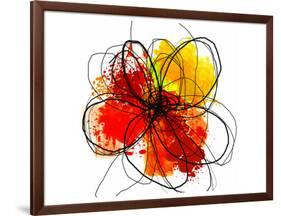 Red Abstract Brush Splash Flower II-Irena Orlov-Framed Art Print