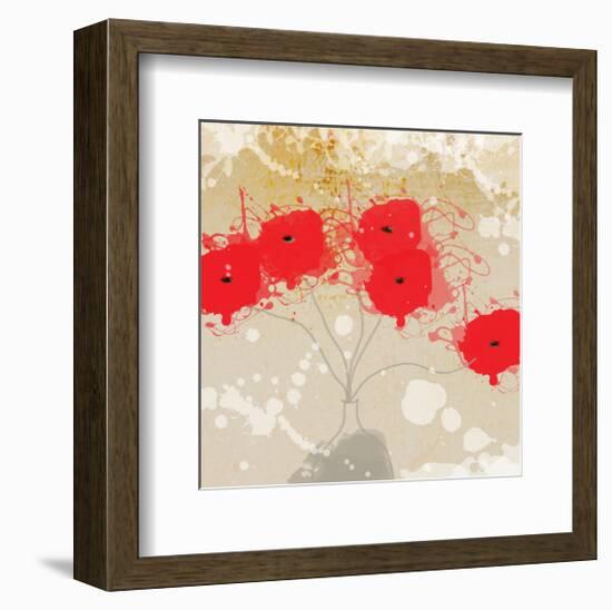 Red Abstract Bunch I-Irena Orlov-Framed Art Print